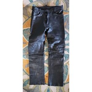Vintage Leather Men Pants Sz 34 Black Motorcycle Hollywood Bad Boy 34x31